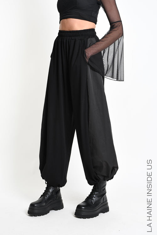 LH W5484 TROUSER WIde Punto Milano & Nylon Black