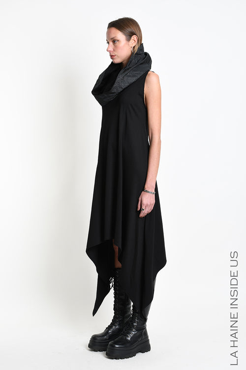 LH W5452 DRESS Asymmetric Punto Milano Stretch Black