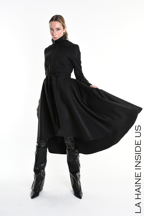 LH W5151 COAT Asymmetric Cloth Lined Black