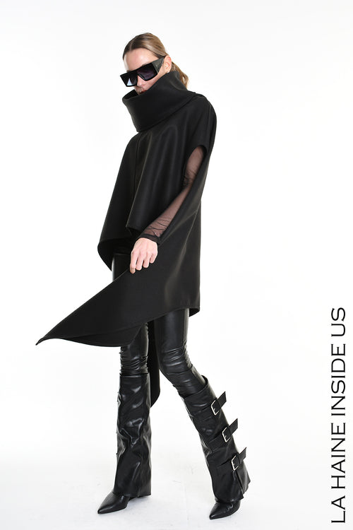 LH W5153 CAPE Over Asymmetric Cloth UNISEX D Black