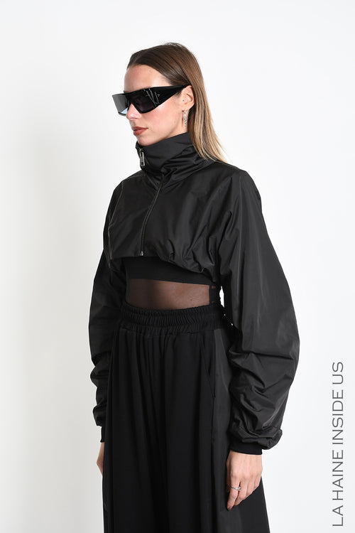 LH W5485 JACKET Crop Nylon Doubled & Punto Milano Black