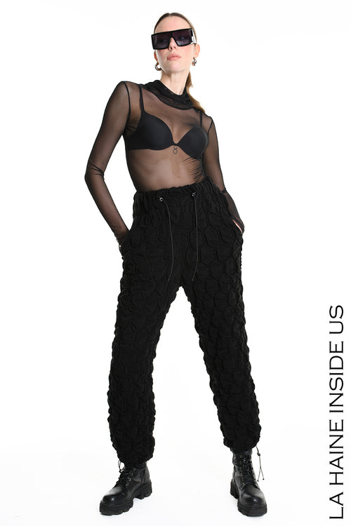 LH W5199 TROUSER Over Wide Fit Embossed Jersey UNISEX D Black