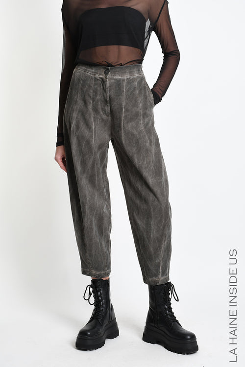 Lh W5413 TROUSER Balloon Tweel Cotton Stretch Dyed Cold Mud