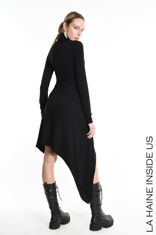 LH W5209 DRESS Asymmetric Jersey Bamboo Black