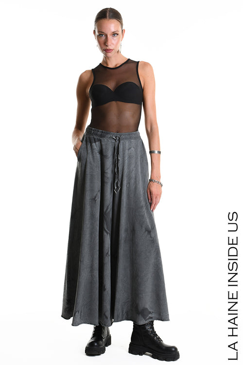 LH W5295 TROUSER Wide Sweatshirt Net & Dyed Cold Treatment Black