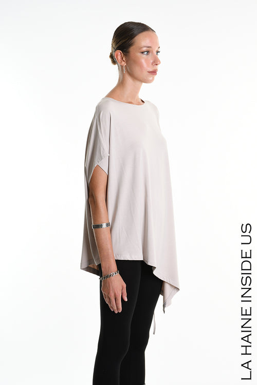 LH W5272 T-SHIRT Over Asymmetric Jersey Bamboo Beige