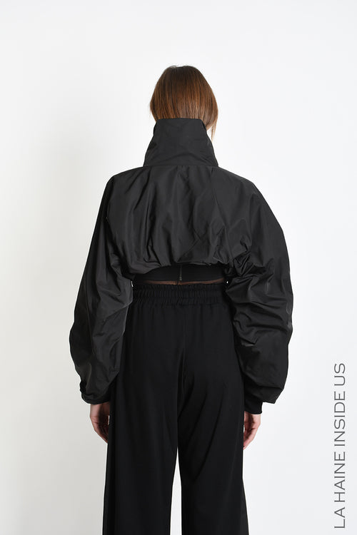 LH W5485 JACKET Crop Nylon Doubled & Punto Milano Black