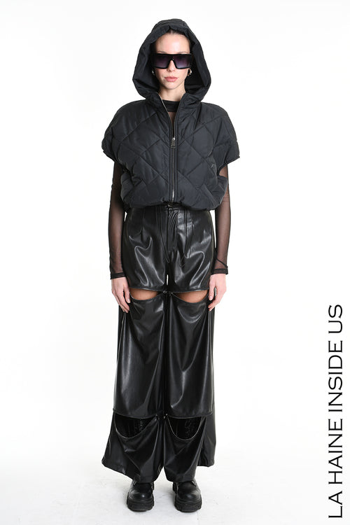 LH W5196 BOMBER Over Smanicato Chiffon Trapuntato Nero