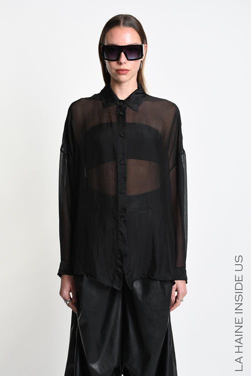 LH W5481 SHIRT Over Viscose Silk Garment Dyed Black