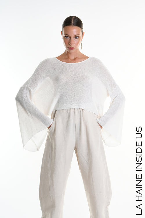 LH W5371 SWEATER Crop Thickness 7 White