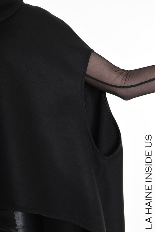LH W5153 CAPE Over Asymmetric Cloth UNISEX D Black