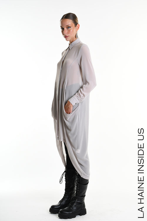 LH W5356 SHIRT Asymmetrical Georgette Grey
