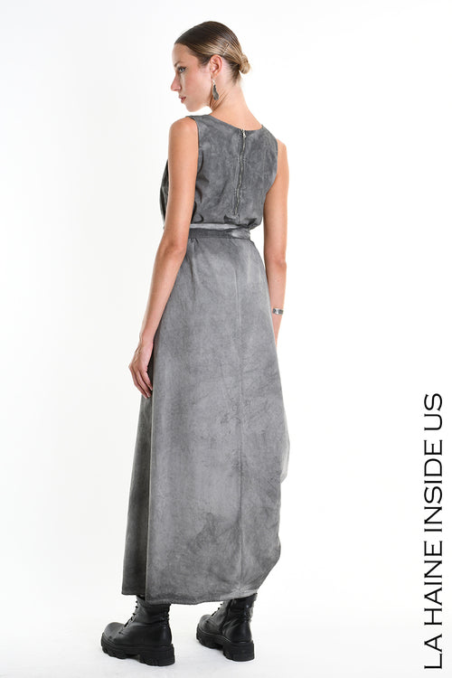 LH  W5379 DRESS Dyed Cotton Gabardine Grey