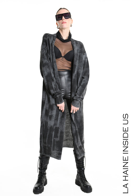 LH W5137 CARDIGAN Lungo in Maglia Finezza 7 Nero