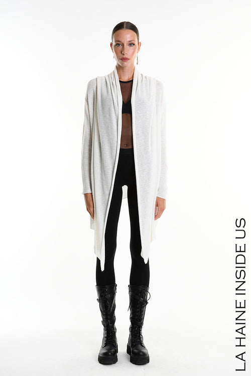 LH  W5369 CARDIGAN Asymmetric Thickness 7 White