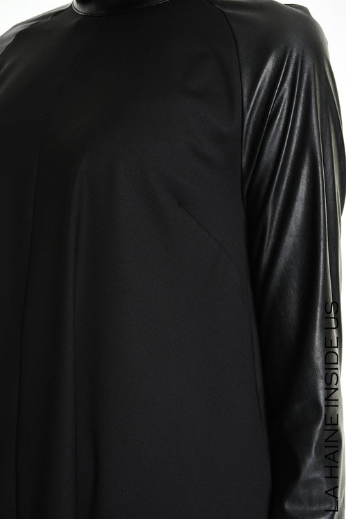 LH W5178 DRESS Asymmetric Fluid & Faux Leather Black