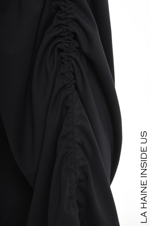 LH W5177 PANTALONE Palazzo in Punto Milano Nero