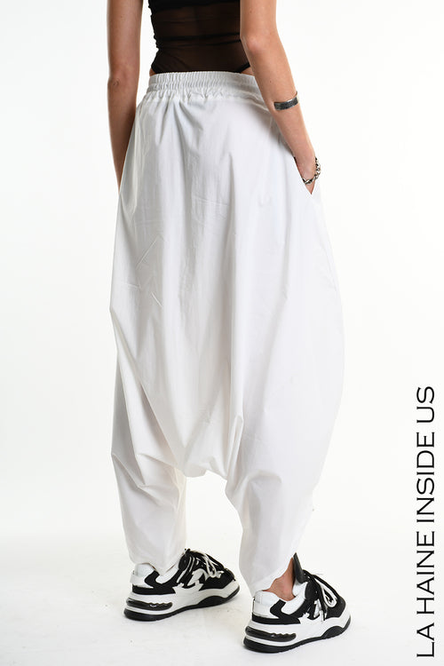 LH  W5307 TROUSER Over Cotton Popeline Stretch UNISEX D White