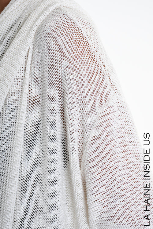 LH  W5369 CARDIGAN Asymmetric Thickness 7 White