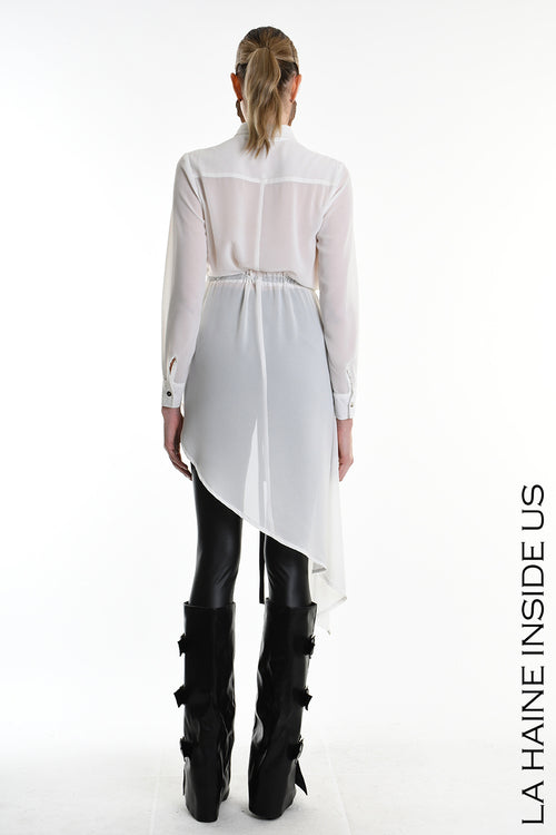LH W5246 SHIRT Asymmetric Georgette White