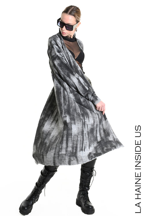 LH  W5137 CARDIGAN Lungo in Maglia Finezza 7 Grigio