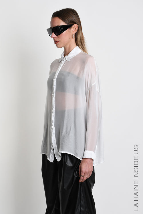 LH W5481 SHIRT Over Viscose Silk Garment Dyed White