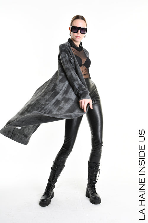 LH W5137 CARDIGAN Lungo in Maglia Finezza 7 Nero