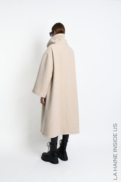 LH W5516 OVERCOAT in Wool Blend Cloth Sand