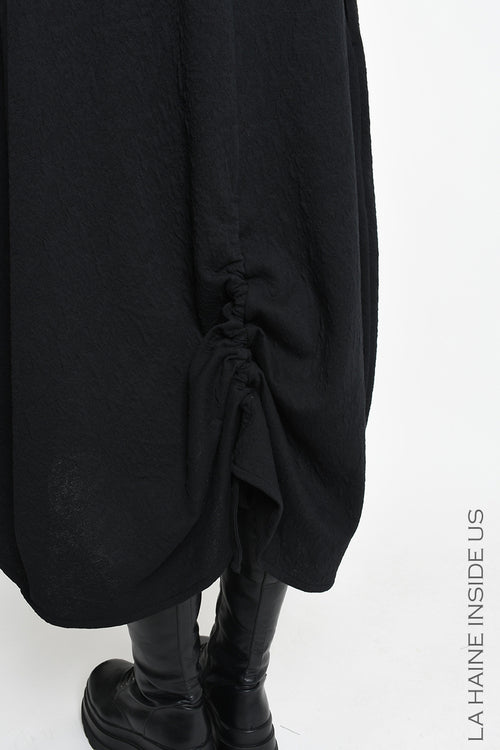 LH W5448 DRESS Sleeveless Oversized in Embossed Stretch Fleece Black