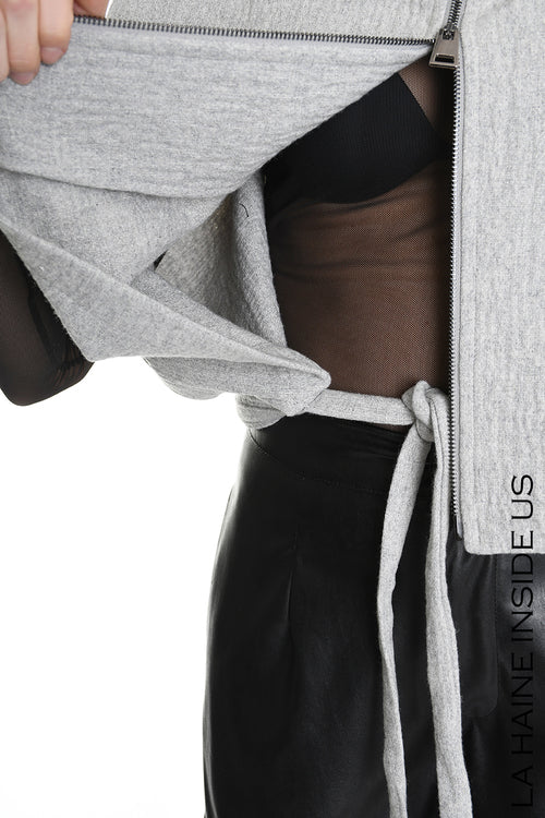 LH W5147 CAPE Asymmetric Cloth Embossed Wool Grey