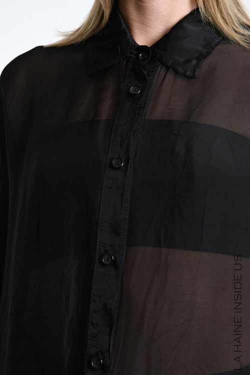 LH W5481 SHIRT Over Viscose Silk Garment Dyed Black