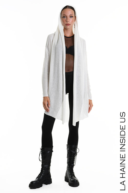 LH  W5369 CARDIGAN Asymmetric Thickness 7 White