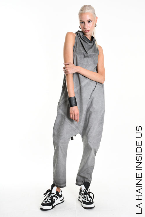 LH W5045 JUMPSUIT Over Cotton Canvas Dyed Black