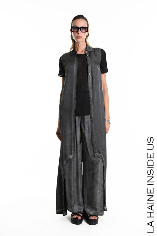 LH W5382 JUMPSUIT/DRESS Multifunctional Over Dyed Viscose Satin Black