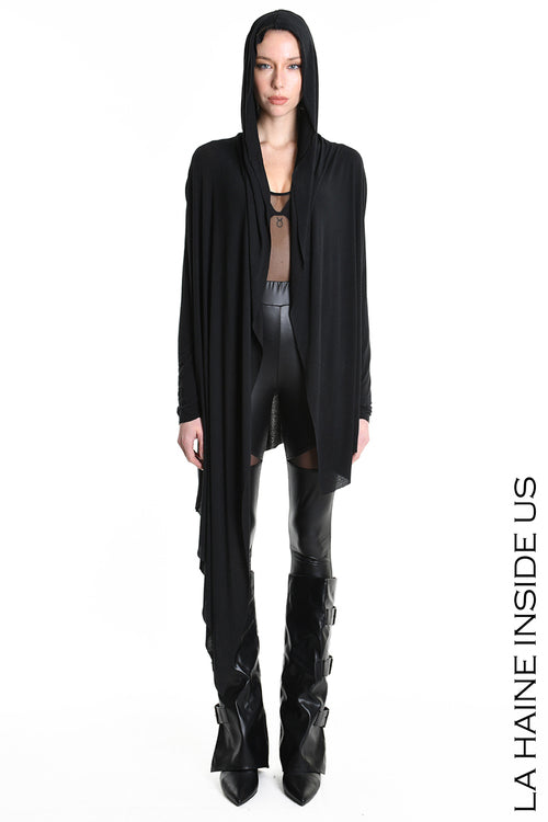 LH W5207 CARDIGAN Asymmetric Modal Cashmere Black