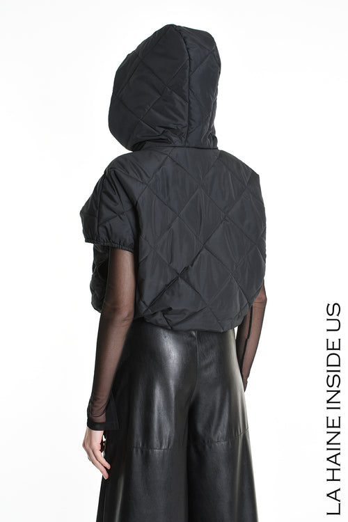 LH W5196 BOMBER Over Smanicato Chiffon Trapuntato Nero