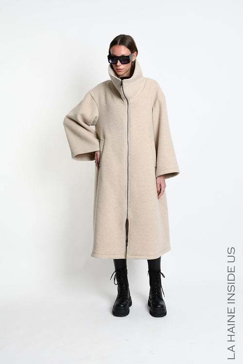 LH W5516 OVERCOAT in Wool Blend Cloth Sand