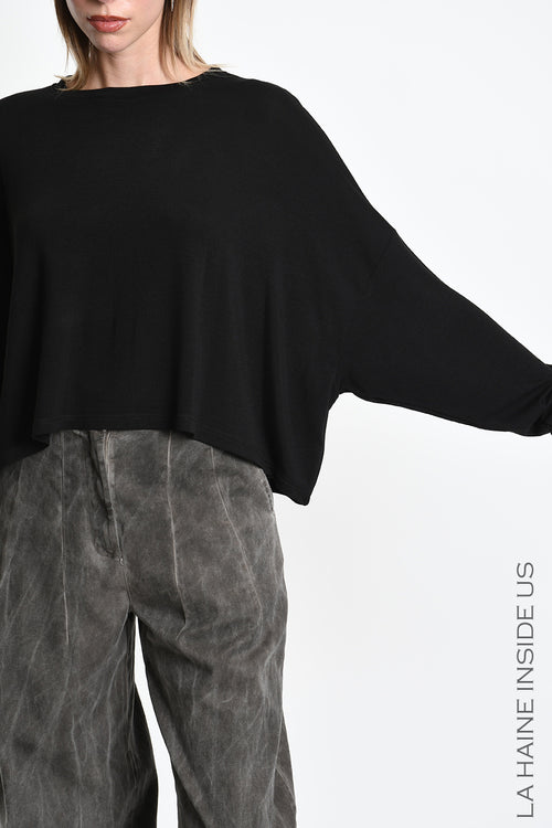 LH W5457 SWEATER Oversized Viscose Jersey Stretch Black
