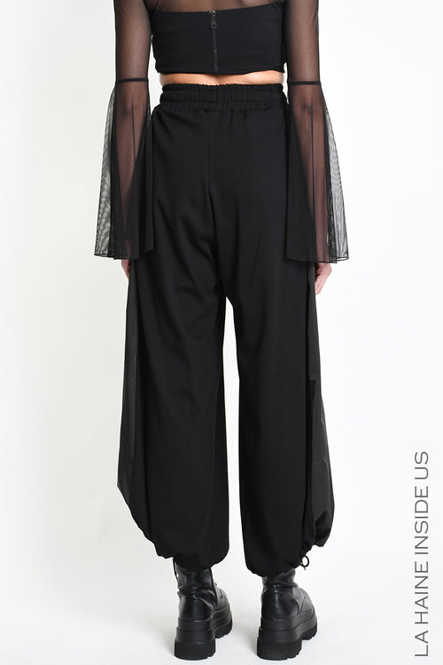 LH W5484 TROUSER WIde Punto Milano & Nylon Black