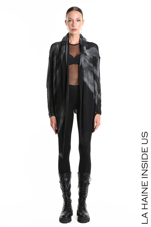 LH W5368 CARDIGAN Asymmetric Thickness 7 Treatment Spray Black