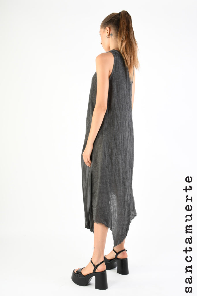 Sanctamuerte gray linen/silk dress