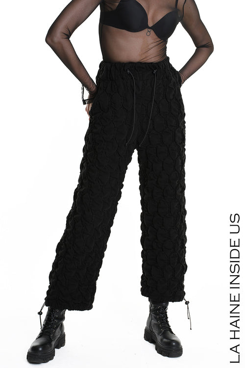 LH W5199 TROUSER Over Wide Fit Embossed Jersey UNISEX D Black