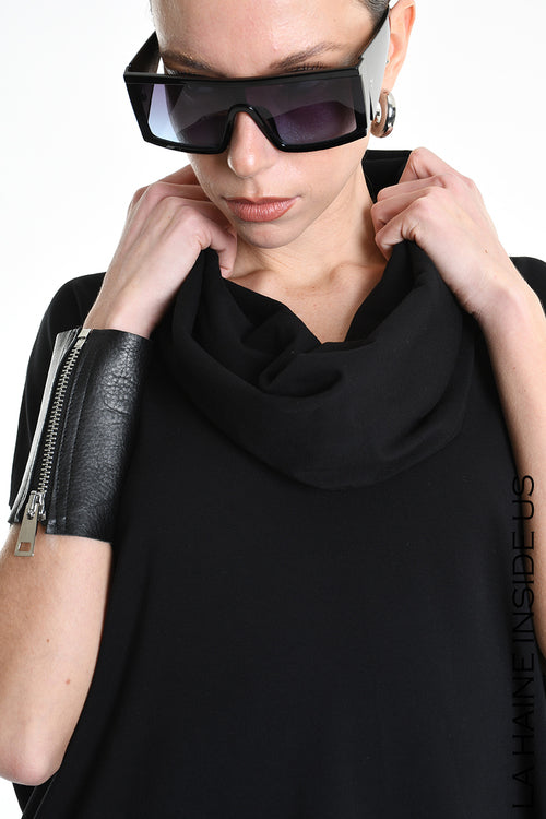 LH W5208 MAGLIA Over Asimmetrica in Jersey Bamboo Nero