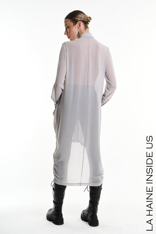 LH W5356 SHIRT Asymmetrical Georgette Grey