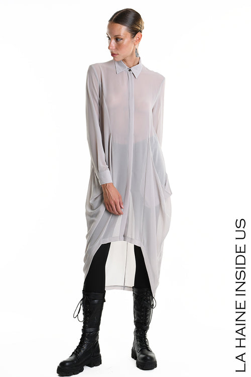 LH W5356 SHIRT Asymmetrical Georgette Grey