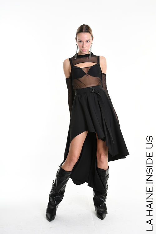 LH W5155 SKIRT Asymmetric Tecno Stretch Black