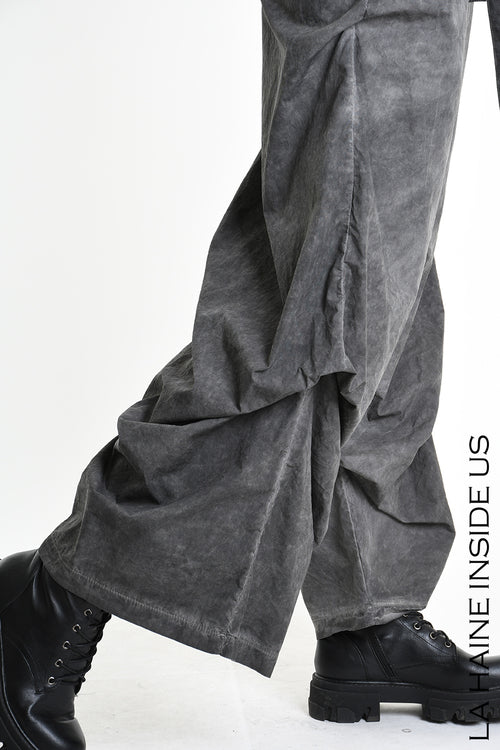 LH W5380 PANTALONE Palazzo Dyed Cotton in Gabardine Grey