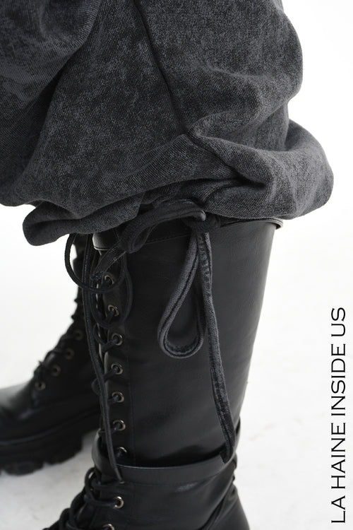 LH W5227 TROUSER Wide Fit Dyed Marmoryzed Fleece Black