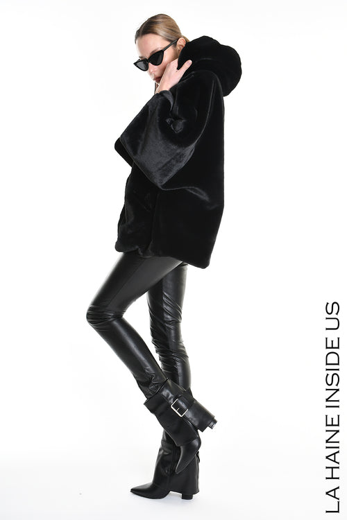 LH  W5173 SPORT JACKET Over Faux Fur Lined Black