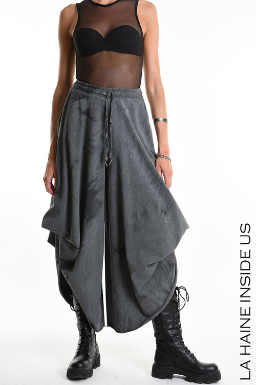 LH W5295 TROUSER Wide Sweatshirt Net & Dyed Cold Treatment Black